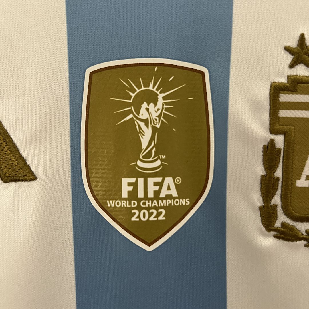 Argentina Home Youth Kit 2024 - Patch Fifa World Champions 2022