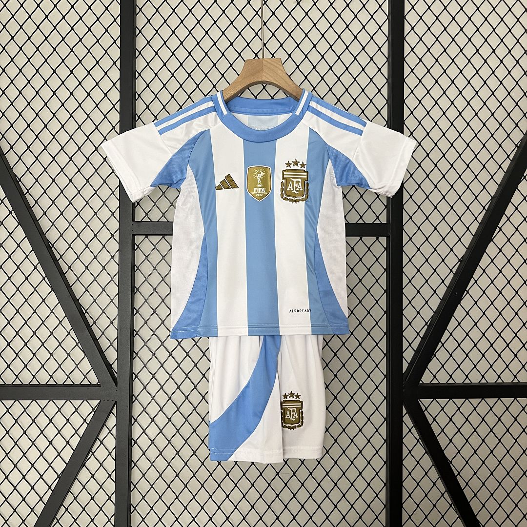 Argentina Home Youth Kit 2024 - Patch Fifa World Champions 2022