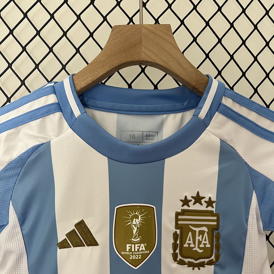 Argentina Home Youth Kit 2024 - Patch Fifa World Champions 2022